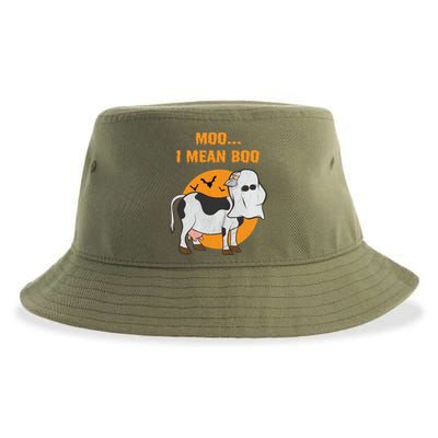 Ghost Cow Moo I Mean Boo Gift Sustainable Bucket Hat