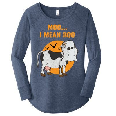 Ghost Cow Moo I Mean Boo Gift Women's Perfect Tri Tunic Long Sleeve Shirt