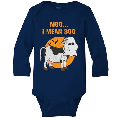 Ghost Cow Moo I Mean Boo Gift Baby Long Sleeve Bodysuit