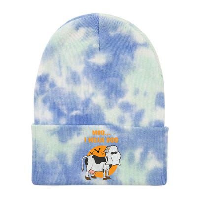 Ghost Cow Moo I Mean Boo Gift Tie Dye 12in Knit Beanie