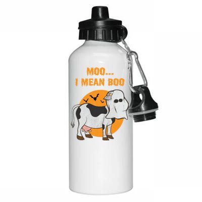 Ghost Cow Moo I Mean Boo Gift Aluminum Water Bottle