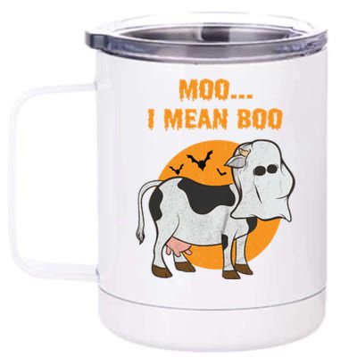 Ghost Cow Moo I Mean Boo Gift 12 oz Stainless Steel Tumbler Cup