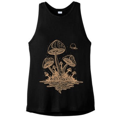 Goblincore Cottagecore Mushrooms Fungi Aesthetic Ladies PosiCharge Tri-Blend Wicking Tank