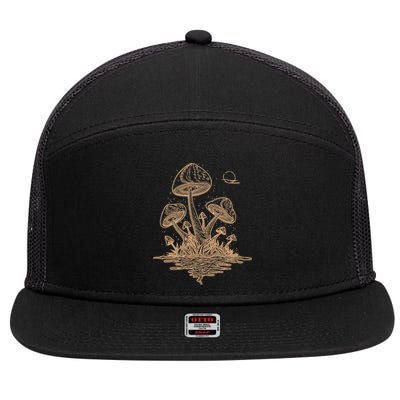 Goblincore Cottagecore Mushrooms Fungi Aesthetic 7 Panel Mesh Trucker Snapback Hat