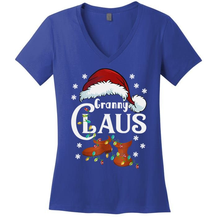 Granny Claus Matching Family Christmas Pajamas Xmas Santa Co Gift Women's V-Neck T-Shirt