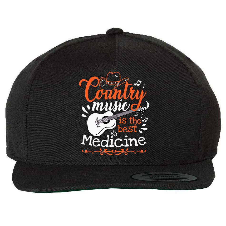 Guitar Country Music Lover Wool Snapback Cap