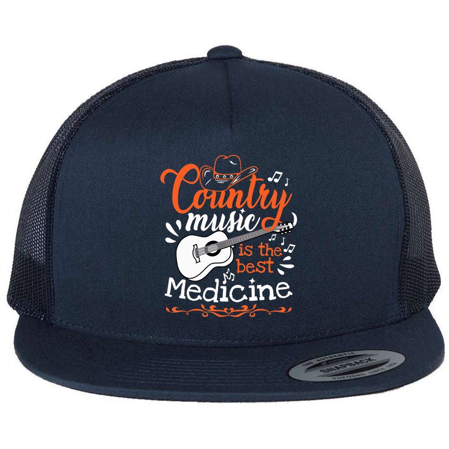Guitar Country Music Lover Flat Bill Trucker Hat