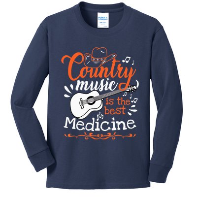 Guitar Country Music Lover Kids Long Sleeve Shirt