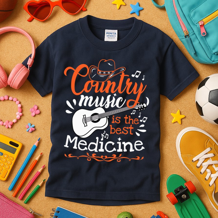 Guitar Country Music Lover Kids T-Shirt