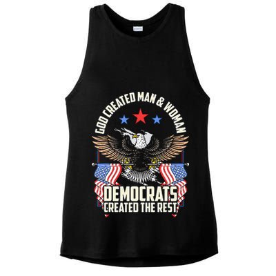 God Created Man And Woman Democrats Created The Rest Ladies PosiCharge Tri-Blend Wicking Tank