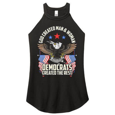 God Created Man And Woman Democrats Created The Rest Women's Perfect Tri Rocker Tank