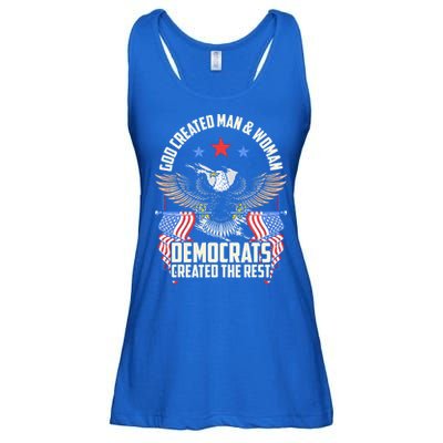 God Created Man And Woman Democrats Created The Rest Ladies Essential Flowy Tank