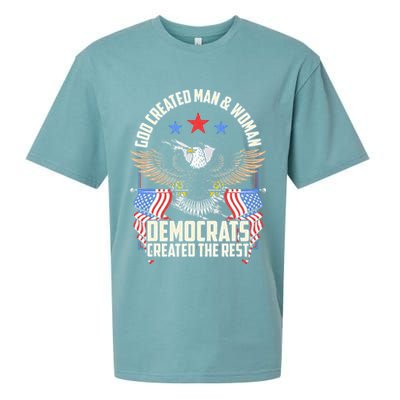 God Created Man And Woman Democrats Created The Rest Sueded Cloud Jersey T-Shirt