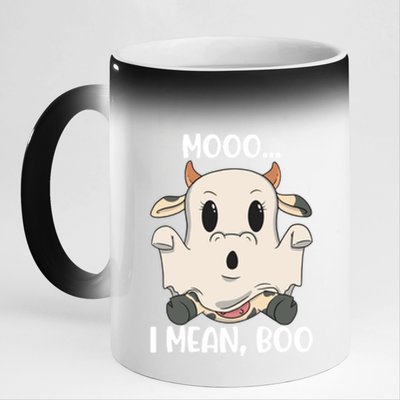 Ghost Cow Moo I Mean Boo Costume Halloween Gift 11oz Black Color Changing Mug