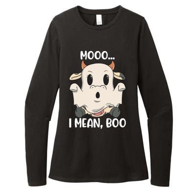 Ghost Cow Moo I Mean Boo Costume Halloween Gift Womens CVC Long Sleeve Shirt