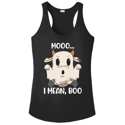 Ghost Cow Moo I Mean Boo Costume Halloween Gift Ladies PosiCharge Competitor Racerback Tank