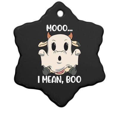 Ghost Cow Moo I Mean Boo Costume Halloween Gift Ceramic Star Ornament