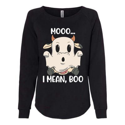 Ghost Cow Moo I Mean Boo Costume Halloween Gift Womens California Wash Sweatshirt