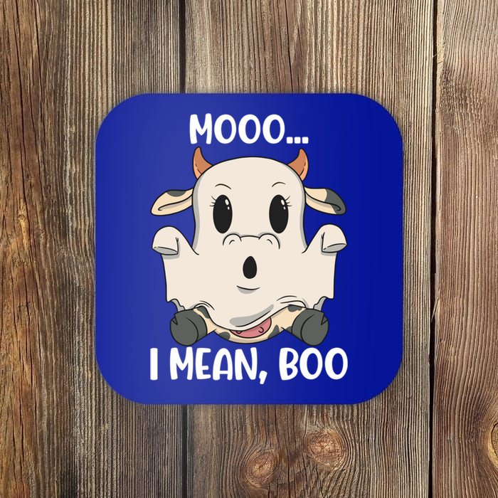 Ghost Cow Moo I Mean Boo Costume Halloween Gift Coaster