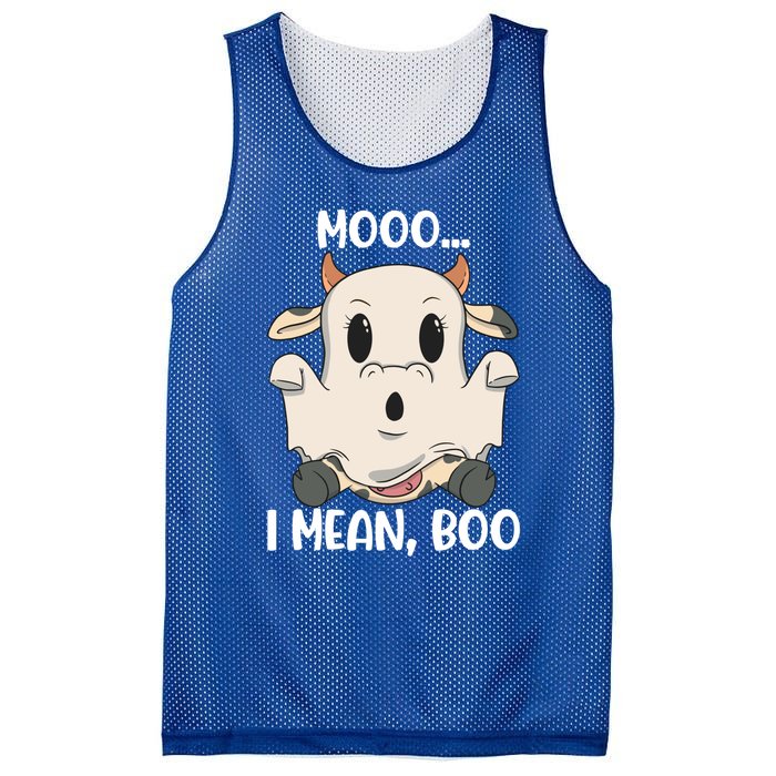 Ghost Cow Moo I Mean Boo Costume Halloween Gift Mesh Reversible Basketball Jersey Tank