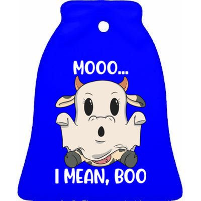 Ghost Cow Moo I Mean Boo Costume Halloween Gift Ceramic Bell Ornament