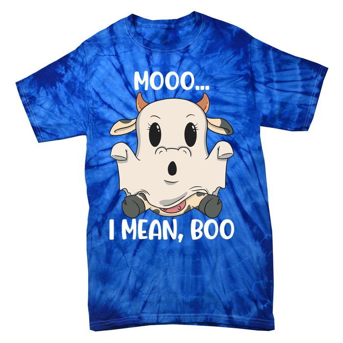 Ghost Cow Moo I Mean Boo Costume Halloween Gift Tie-Dye T-Shirt