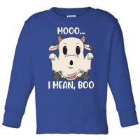 Ghost Cow Moo I Mean Boo Costume Halloween Gift Toddler Long Sleeve Shirt