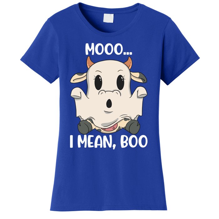 Ghost Cow Moo I Mean Boo Costume Halloween Gift Women's T-Shirt