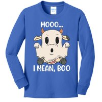 Ghost Cow Moo I Mean Boo Costume Halloween Gift Kids Long Sleeve Shirt