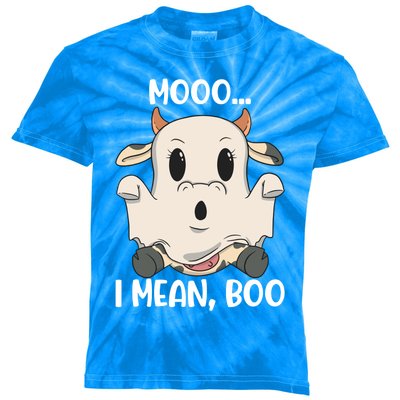 Ghost Cow Moo I Mean Boo Costume Halloween Gift Kids Tie-Dye T-Shirt