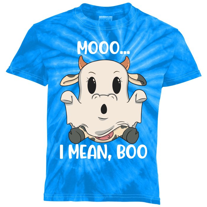 Ghost Cow Moo I Mean Boo Costume Halloween Gift Kids Tie-Dye T-Shirt