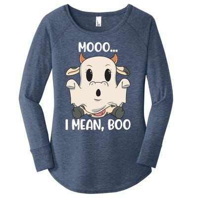 Ghost Cow Moo I Mean Boo Costume Halloween Gift Women's Perfect Tri Tunic Long Sleeve Shirt