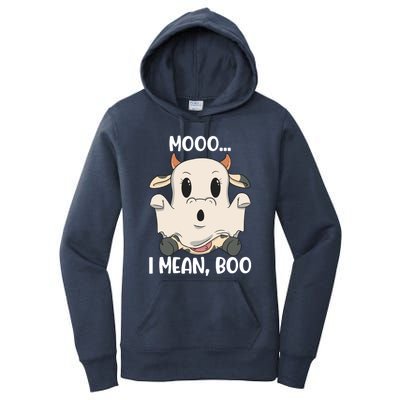 Ghost Cow Moo I Mean Boo Costume Halloween Gift Women's Pullover Hoodie