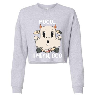 Ghost Cow Moo I Mean Boo Costume Halloween Gift Cropped Pullover Crew