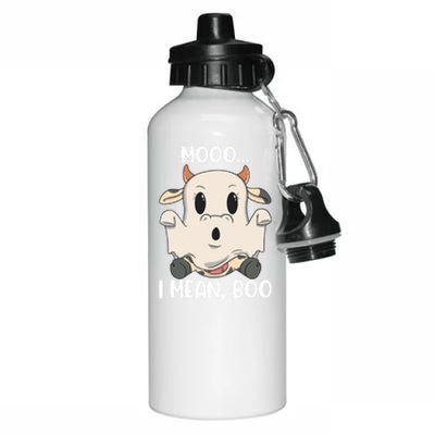 Ghost Cow Moo I Mean Boo Costume Halloween Gift Aluminum Water Bottle