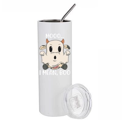 Ghost Cow Moo I Mean Boo Costume Halloween Gift Stainless Steel Tumbler