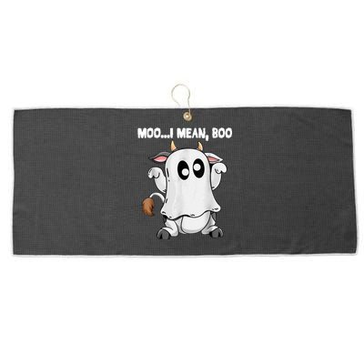 Ghost Cow Moo I Mean Boo Funny Halloween Cow Boo Meaningful Gift Large Microfiber Waffle Golf Towel