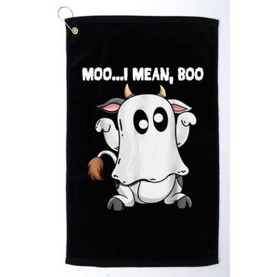 Ghost Cow Moo I Mean Boo Funny Halloween Cow Boo Meaningful Gift Platinum Collection Golf Towel