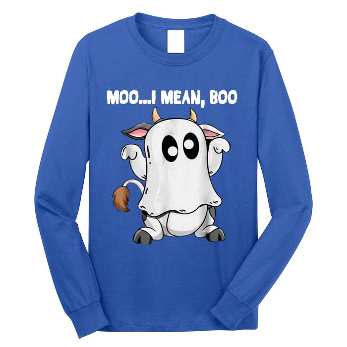 Ghost Cow Moo I Mean Boo Funny Halloween Cow Boo Meaningful Gift Long Sleeve Shirt