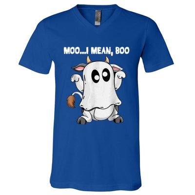 Ghost Cow Moo I Mean Boo Funny Halloween Cow Boo Meaningful Gift V-Neck T-Shirt