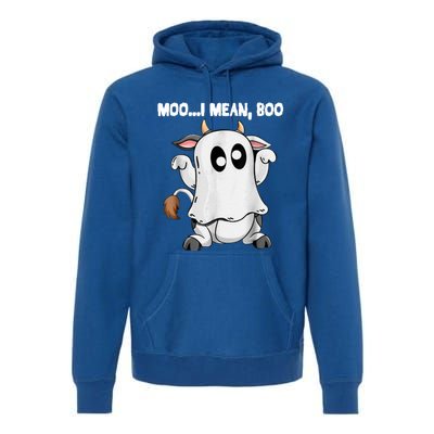 Ghost Cow Moo I Mean Boo Funny Halloween Cow Boo Meaningful Gift Premium Hoodie