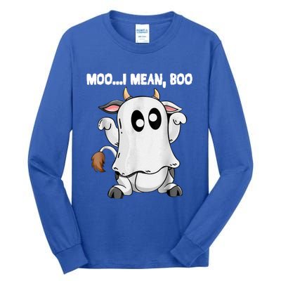 Ghost Cow Moo I Mean Boo Funny Halloween Cow Boo Meaningful Gift Tall Long Sleeve T-Shirt