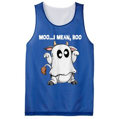 Ghost Cow Moo I Mean Boo Funny Halloween Cow Boo Meaningful Gift Mesh Reversible Basketball Jersey Tank