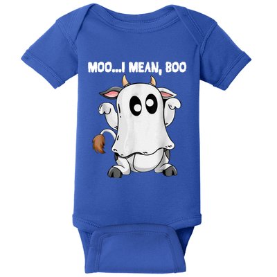 Ghost Cow Moo I Mean Boo Funny Halloween Cow Boo Meaningful Gift Baby Bodysuit