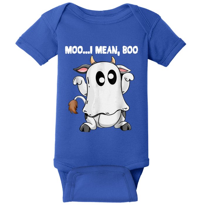 Ghost Cow Moo I Mean Boo Funny Halloween Cow Boo Meaningful Gift Baby Bodysuit