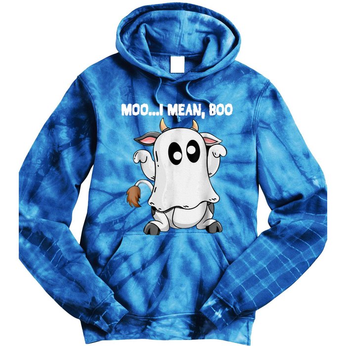 Ghost Cow Moo I Mean Boo Funny Halloween Cow Boo Meaningful Gift Tie Dye Hoodie