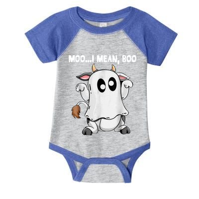 Ghost Cow Moo I Mean Boo Funny Halloween Cow Boo Meaningful Gift Infant Baby Jersey Bodysuit