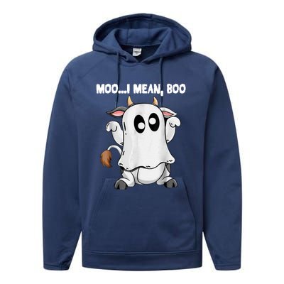 Ghost Cow Moo I Mean Boo Funny Halloween Cow Boo Meaningful Gift Performance Fleece Hoodie