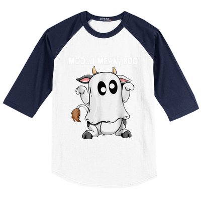 Ghost Cow Moo I Mean Boo Funny Halloween Cow Boo Meaningful Gift Baseball Sleeve Shirt