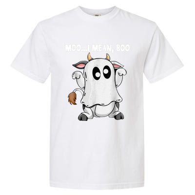 Ghost Cow Moo I Mean Boo Funny Halloween Cow Boo Meaningful Gift Garment-Dyed Heavyweight T-Shirt